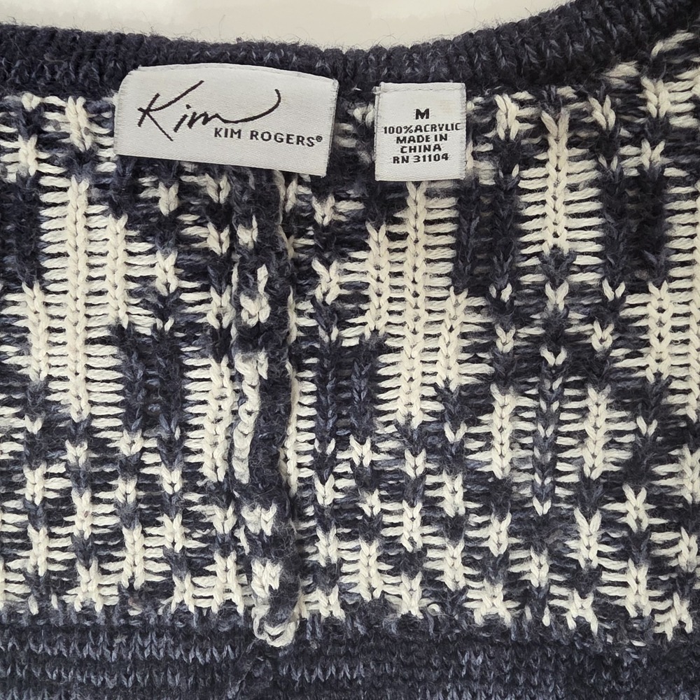 Kim Rogers Cardigan Womens Med Navy Aztec Open Cardigan Boho Cozy Soft Geometric - Picture 7 of 11